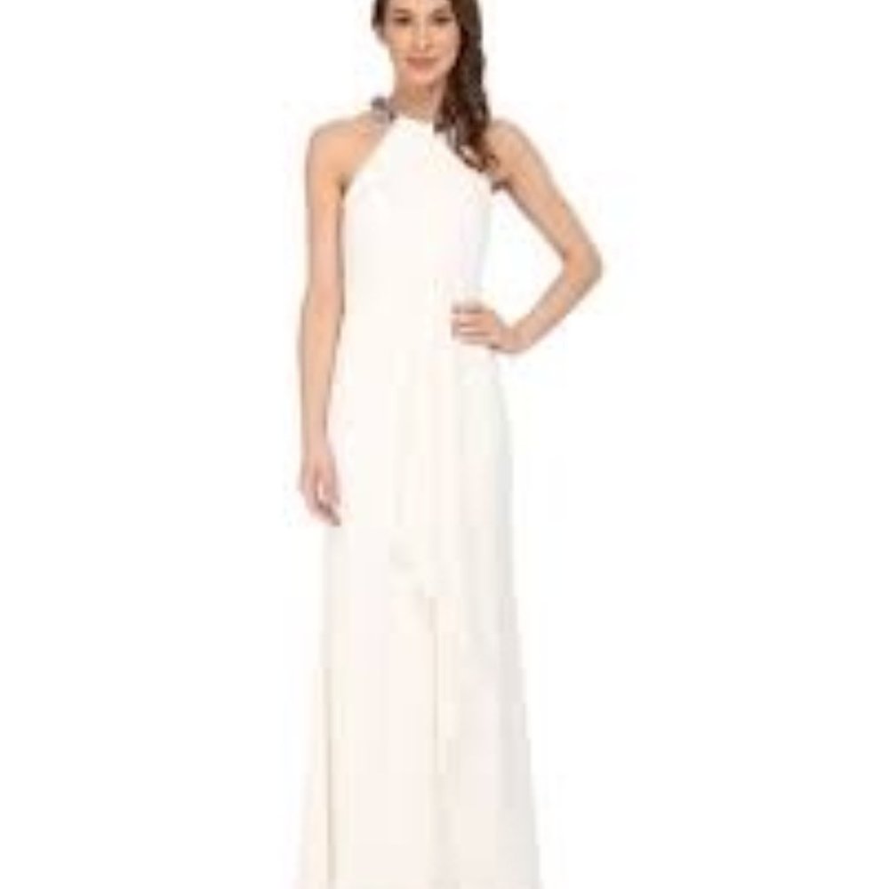 CALVIN KLEIN Halter Neck Draped Gown